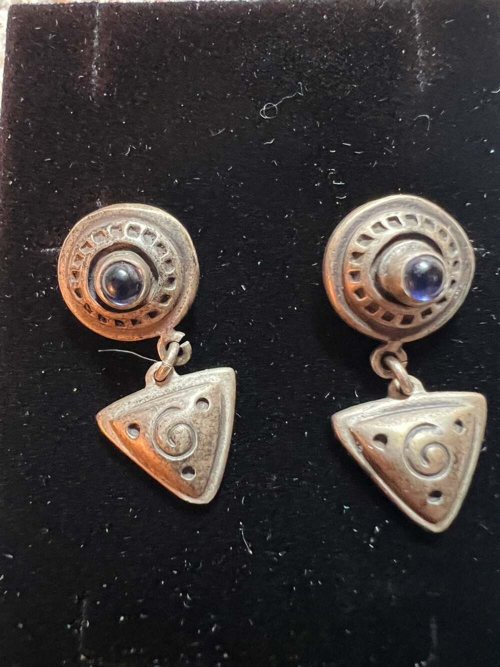 MWD Amethyst Sterling Silver Triangle Dangle Earrings